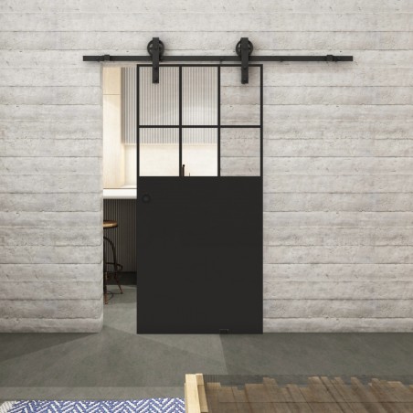Glasschiebetür BARN-LINE Loft Schwarzlack 27 Auf Klarglas