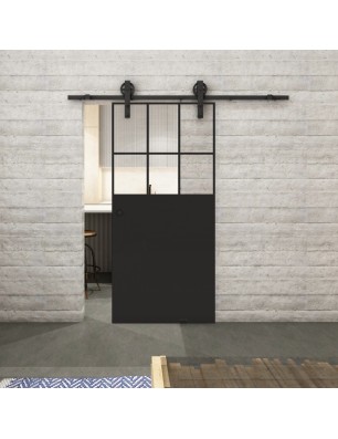 Glasschiebetür BARN-LINE Loft Schwarzlack 27 Auf Klarglas