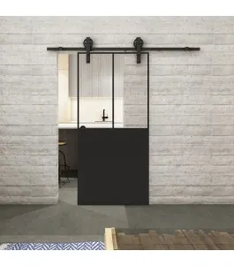 Glasschiebetür BARN-LINE Loft Schwarzlack 26 Auf Klarglas