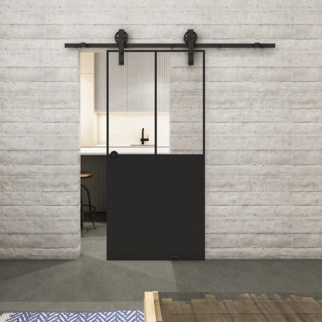 Glasschiebetür BARN-LINE Loft Schwarzlack 26 Auf Klarglas
