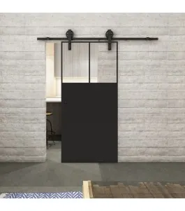 Glasschiebetür BARN-LINE Loft Schwarzlack 25 Auf Klarglas