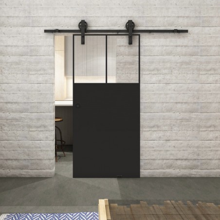 Glasschiebetür BARN-LINE Loft Schwarzlack 25 Auf Klarglas
