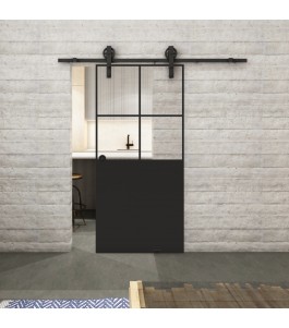 Glasschiebetür BARN-LINE Loft Schwarzlack 24 Auf Klarglas