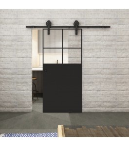 Glasschiebetür BARN-LINE Loft Schwarzlack 23 Auf Klarglas