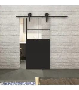 Glasschiebetür BARN-LINE Loft Schwarzlack 23 Auf Klarglas