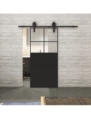 Glasschiebetür BARN-LINE Loft Schwarzlack 23 Auf Klarglas