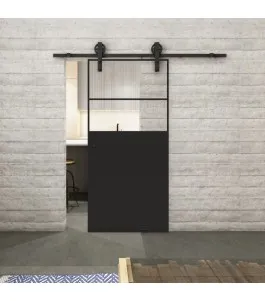 Glasschiebetür BARN-LINE Loft Schwarzlack 22 Auf Klarglas
