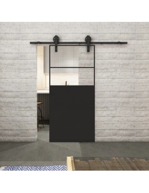 Glasschiebetür BARN-LINE Loft Schwarzlack 22 Auf Klarglas