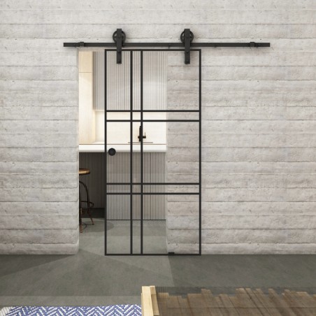 Glasschiebetür BARN-LINE Loft Schwarzlack 20 Auf Klarglas