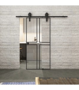 Glasschiebetür BARN-LINE Loft Schwarzlack 15 Auf Klarglas