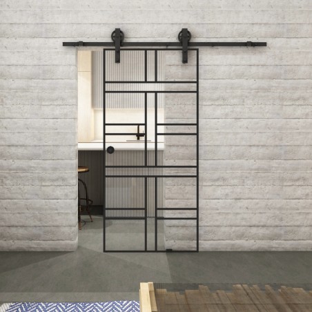 Glasschiebetür BARN-LINE Loft Schwarzlack 13 Auf Klarglas