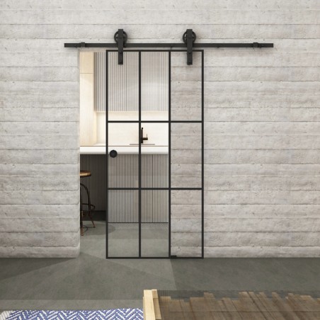Glasschiebetür BARN-LINE Loft Schwarzlack 11 Auf Klarglas