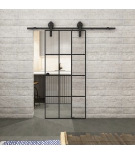 Glasschiebetür BARN-LINE Loft Schwarzlack 10 Auf Klarglas