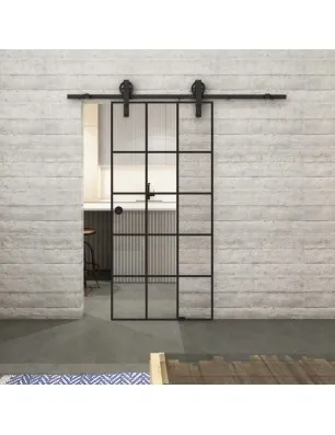 Glasschiebetür BARN-LINE Loft Schwarzlack 09 Auf Klarglas