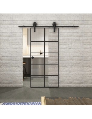 Glasschiebetür BARN-LINE Loft Schwarzlack 05 Auf Klarglas