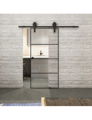 Glasschiebetür BARN-LINE Loft Schwarzlack 02 Auf Klarglas