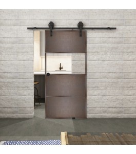 Glasschiebetür BARN-LINE Loft Rosteisen Genietet 26 Auf Klarglas
