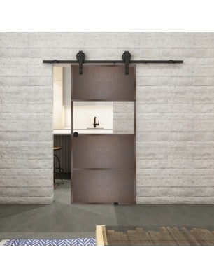 Glasschiebetür BARN-LINE Loft Rosteisen Genietet 26 Auf Klarglas