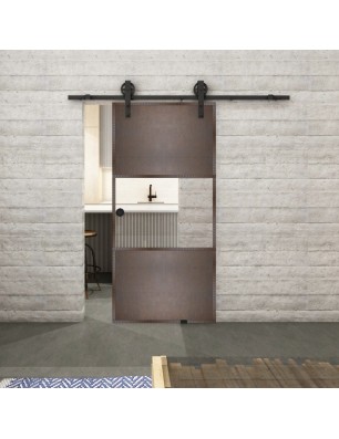Glasschiebetür BARN-LINE Loft Rosteisen Genietet 27 Auf Klarglas