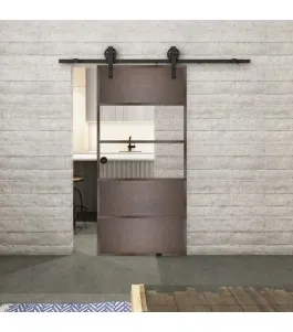 Glasschiebetür BARN-LINE Loft Rosteisen Genietet 25 Auf Klarglas