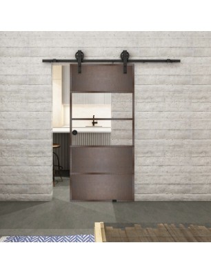 Glasschiebetür BARN-LINE Loft Rosteisen Genietet 25 Auf Klarglas