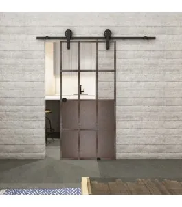 Glasschiebetür BARN-LINE Loft Rosteisen Genietet 22 Auf Klarglas