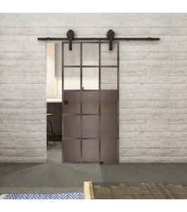 Glasschiebetür BARN-LINE Loft Rosteisen Genietet 21 Auf Klarglas