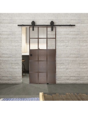 Glasschiebetür BARN-LINE Loft Rosteisen Genietet 21 Auf Klarglas