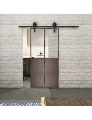 Glasschiebetür BARN-LINE Loft Rosteisen Genietet 20 Auf Klarglas