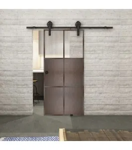 Glasschiebetür BARN-LINE Loft Rosteisen Genietet 19 Auf Klarglas