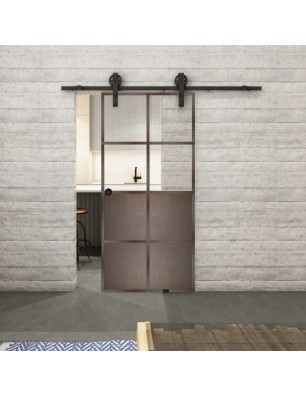 Glasschiebetür BARN-LINE Loft Rosteisen Genietet 18 Auf Klarglas