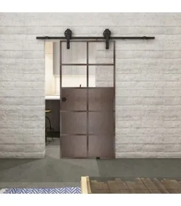 Glasschiebetür BARN-LINE Loft Rosteisen Genietet 17 Auf Klarglas