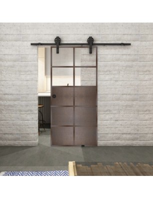 Glasschiebetür BARN-LINE Loft Rosteisen Genietet 17 Auf Klarglas