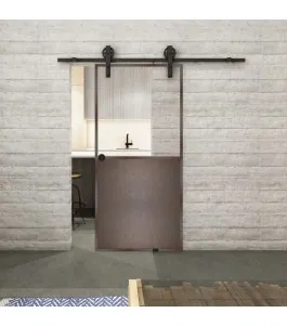 Glasschiebetür BARN-LINE Loft Rosteisen Genietet 16 Auf Klarglas