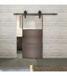 Glasschiebetür BARN-LINE Loft Rosteisen Genietet 15 Auf Klarglas
