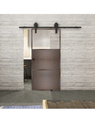 Glasschiebetür BARN-LINE Loft Rosteisen Genietet 15 Auf Klarglas
