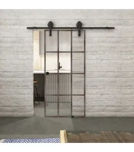 Glasschiebetür BARN-LINE Loft Rosteisen Genietet 10 Auf Klarglas