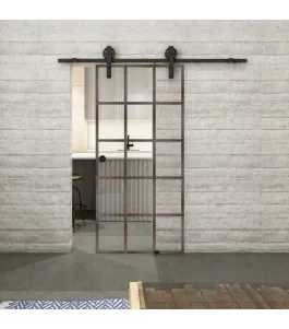 Glasschiebetür BARN-LINE Loft Rosteisen Genietet 09 Auf Klarglas