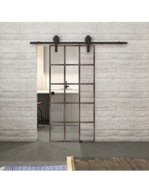 Glasschiebetür BARN-LINE Loft Rosteisen Genietet 09 Auf Klarglas