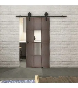 Glasschiebetür BARN-LINE Loft Rosteisen Genietet 35 Auf Klarglas