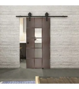 Glasschiebetür BARN-LINE Loft Rosteisen Genietet 34 Auf Klarglas
