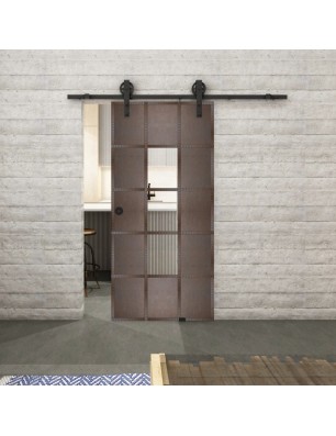 Glasschiebetür BARN-LINE Loft Rosteisen Genietet 34 Auf Klarglas