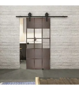 Glasschiebetür BARN-LINE Loft Rosteisen Genietet 31 Auf Klarglas