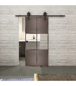 Glasschiebetür BARN-LINE Loft Rosteisen Genietet 30 Auf Klarglas