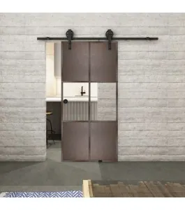 Glasschiebetür BARN-LINE Loft Rosteisen Genietet 30 Auf Klarglas