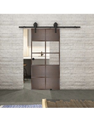 Glasschiebetür BARN-LINE Loft Rosteisen Genietet 28 Auf Klarglas