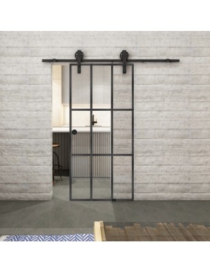 Glasschiebetür BARN-LINE Loft Schwarzeisen Genietet 11 Auf Klarglas