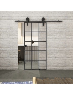 Glasschiebetür BARN-LINE Loft Schwarzeisen Genietet 09 Auf Klarglas