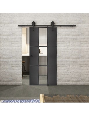 Glasschiebetür BARN-LINE Loft Schwarzeisen Genietet 36 Auf Klarglas