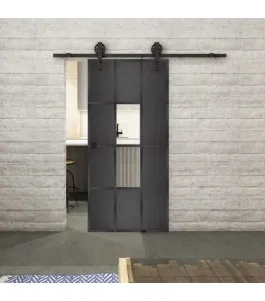 Glasschiebetür BARN-LINE Loft Schwarzeisen Genietet 35 Auf Klarglas